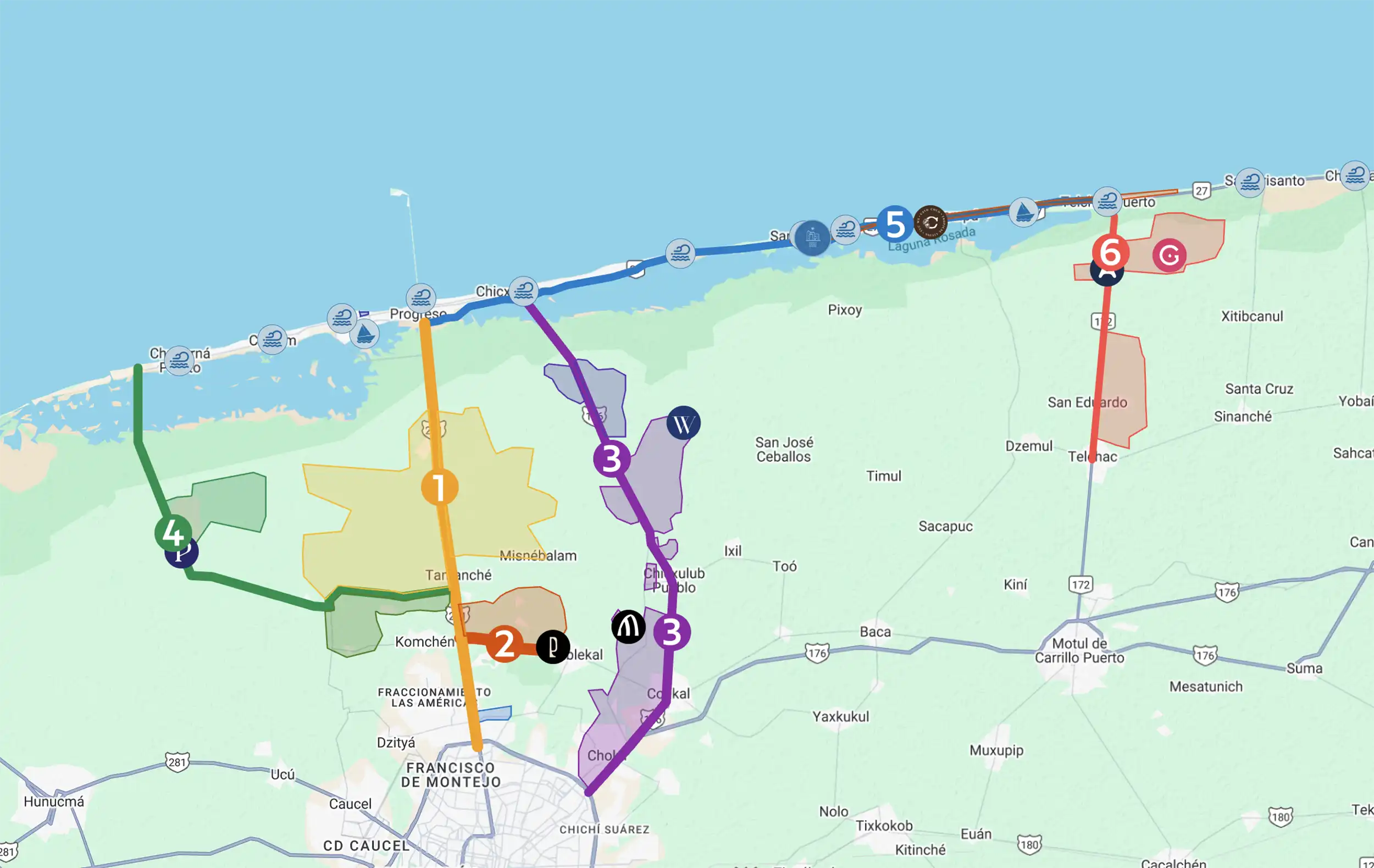 Mapa de zonas de inversión en Yucatán